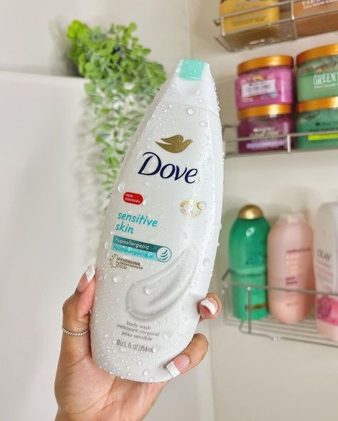 Dove Sensitive Skin Body Wash, Dove Sensitive Skin, Sensitive Skin Body Wash, Dove Body Wash, Bath And Body Works Perfume, Shower Skin Care, Skin Essentials, Body Care Routine, Make Me Up