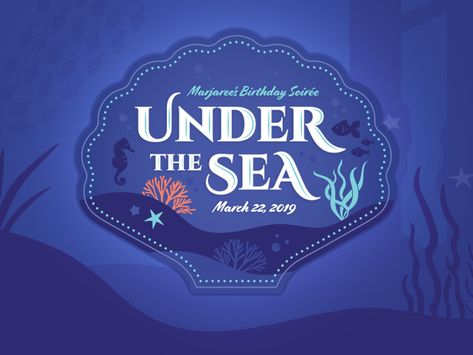 Under the Sea Logo birthday coral ocean fish non-profit gala soirée fundraiser event logo marine water Sea Typography Design, Ocean Logo Ideas, Ride Typography, Sea Logo Design, Ocean Typography, Logo Ideas Creative, Kids Aquarium, Event Logo Design, Coral Logo