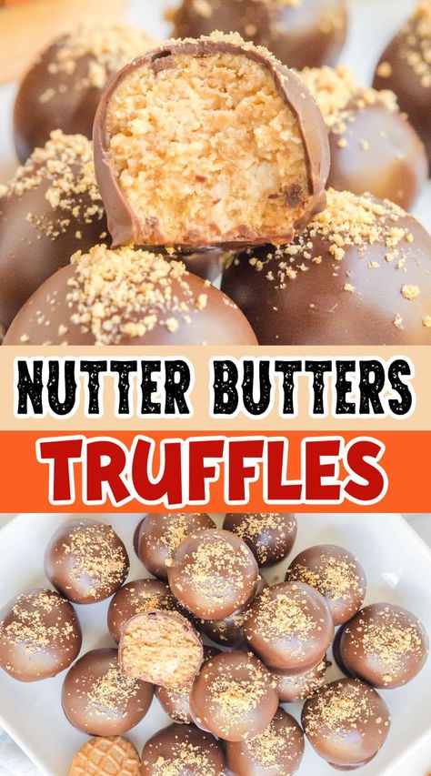 Thanksgiving Truffle Desserts, Nutter Butter Dessert Recipes, Truffle Butter Uses, Peanut Butter Meltaways Recipe, Cookie Butter Truffles Recipe, Nutter Butter Truffles Recipes, Nutter Butter Truffles, Crispy Peanut Butter Toffee Truffles, Butterball Recipe