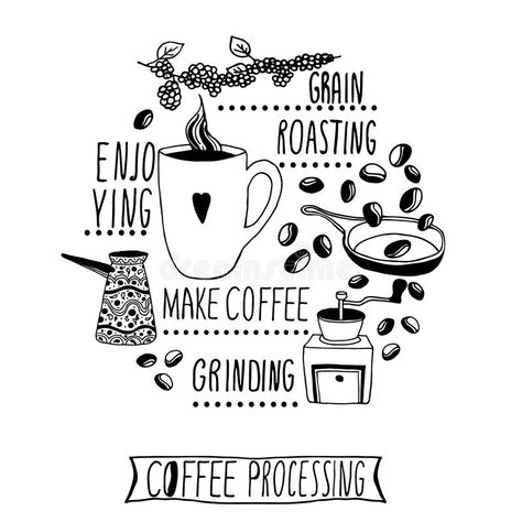 Coffee Making Process, Process Illustration, Coffee Process, Circle Vector, Coffee Making, Coffee Cafe, Motion Graphics, Image Illustration, Stock Illustration