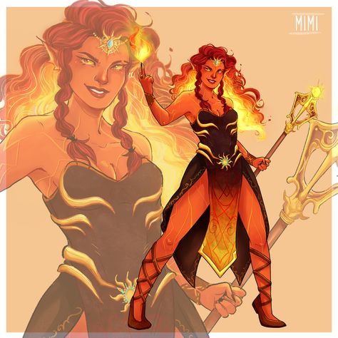 Wildfire Druid, Fire Genasi, Pathfinder Character, Oc Art, Fantasy Races, Dungeons And Dragons Characters, Dnd Art, Fantasy Inspiration, Female Character Design