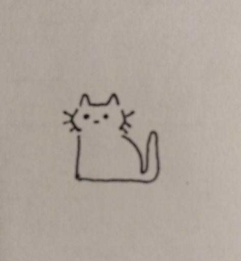 Small Cat Sketch, Cute Little Cat Drawing, Cute Silly Cat Drawing, Small Cat Doodle, Cute Cat Doodles Easy, Easy Cat Drawing Simple, Cat Simple Drawing, Cat Sketch Easy, Kitty Doodles