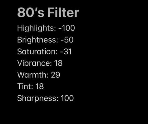 80s Photo Filter, 80s Camera Filter, 80s Filter Camera Roll, Iphone Filters Video Editing, 1990s Filter Iphone, Photo Adjust Ideas, Camera Adjust Filter, 90s Filter Iphone, Aesthetic 80s Pictures