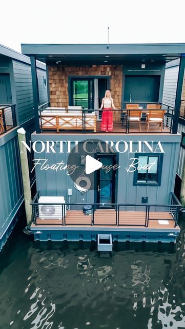 Allison Reynolds | NC Lifestyle + Travel on Instagram: "🤩 Did you guys know that you could stay in a floating houseboat located in Wilmington, North Carolina? @thecove_wilmington   ✨These luxury Airbnb’s are brand new, they consist of 35 houseboats and they sit right along the Cape fear River . I was so excited when I first saw the house I was staying in!!! They put me in the wanderlust suite and it couldn’t have been more perfect!!! 🤩 The inside was beautifully decorated and they come fully stocked with everything that you may need while on vacation !!   ✨There is a full kitchen where you can cook! Plus, it’s a 2 bedroom and 2 bath house with plenty of room!! My favorite part was the balcony overlooking the water. 😍 It was fully furnished and it was the perfect space to hang out, grab Allison Reynolds, Luxury Airbnb, Cheap Destinations, North Carolina Lakes, Airstream Interstate, Luxury Houseboats, Houseboat Living, Travel 2024, Travel Cheap