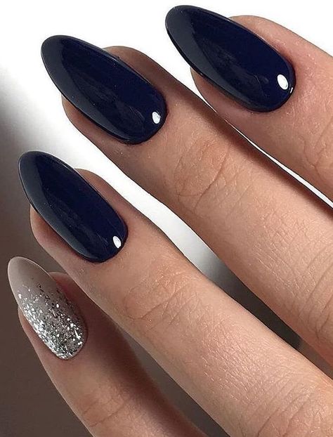 Her Nails, Almond Acrylic Nails, Super Nails, Ideas Nails, Trendy Nail Design, Nail Polishes, Blue Nails, Nail Manicure, Trendy Nails