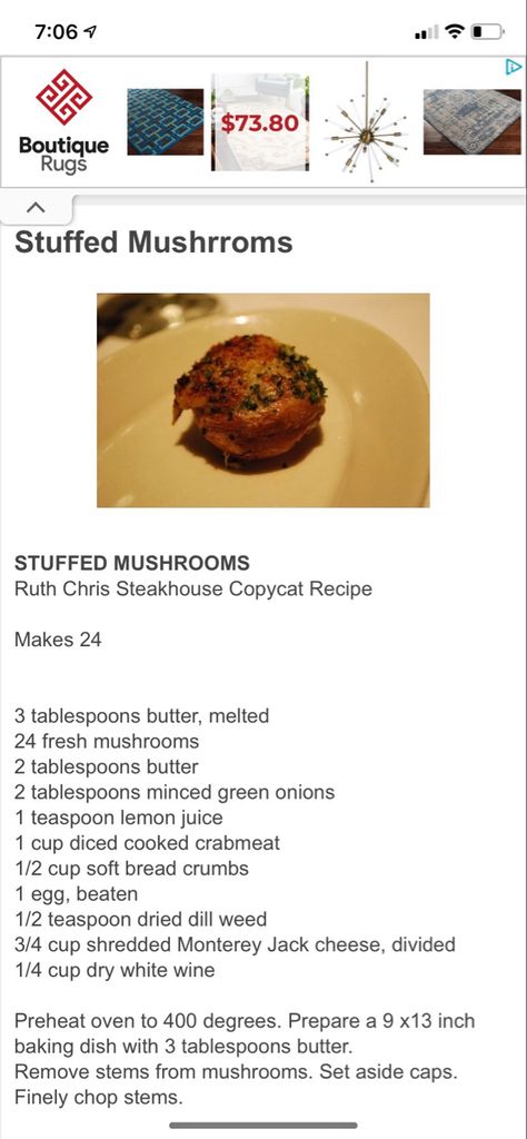 Ruth Chris Mushrooms Recipe, Copycat Red Lobster Stuffed Mushrooms, Crab Mushrooms Stuffed, Copycat Ruth’s Chris Stuffed Chicken, Crab Stuffed Mushroom Caps, Crab Imperial Stuffed Mushrooms, Creamed Spinach Recipe, Ruth Chris, Crab Stuffed Mushrooms