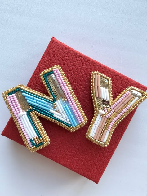 Beaded Letters, Anthropologie Gifts, Embroidery Stitches Beginner, Rakhi Design, Hand Beaded Embroidery, Diy Bead Embroidery, Diy Fashion Accessories, Embroidery Monogram, Tassels Fashion