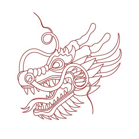 Traditional chinese dragon head zodiac s... | Premium Vector #Freepik #vector #japanese-dragon #asian-dragon #dragon #dragon-tattoo Chinese Dragon Outline, Dragon Hands Drawing, Chinese Dragon Head, Dragon Outline, Dragon Head Drawing, Japanese Mascot, Chinese Dragon Drawing, Dragon Line, Dragon Head Tattoo