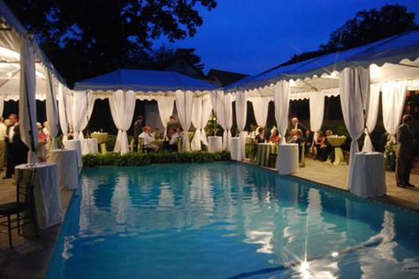 Follow us @SIGNATUREBRIDE on Instagram and Twitter and on FACEBOOK @ SIGNATURE BRIDE MAGAZINE Pool Side Wedding Reception, Wedding Reception Ideas Outdoor, Poolside Wedding Reception, Poolside Reception, Pool Wedding Decorations, Tents Wedding, Poolside Wedding, Beach Wedding Decorations Reception, Pool Wedding