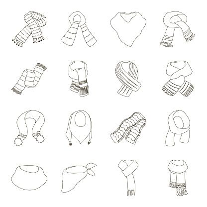 Scarf Template Scarf Illustration Drawings, Scarf Design Illustration Patterns, Scarf Tattoo, Scarf Template, Scarf Sketch, Christmas Mantel Scarf, Technical Flats, Scarf Drawing, Scarf Aesthetic