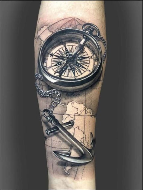 Anchor Tattoos-50 Awesome Anchor Tattoo Designs For Men And Women Anchor Half Sleeve Tattoo, Nautical Anchor Tattoo, Anchor Tattoo Men Arm, Anchor Rib Tattoo, Notical Compass Tattoos, Compass Anchor Tattoo Design Men, Tattoo Anchor Man, Men Anchor Tattoo Ideas, Mens Anchor Tattoo