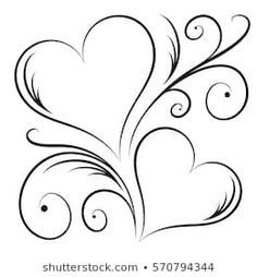 Two Hearts, A Drawing, A Heart, Swirl, Stock Photos