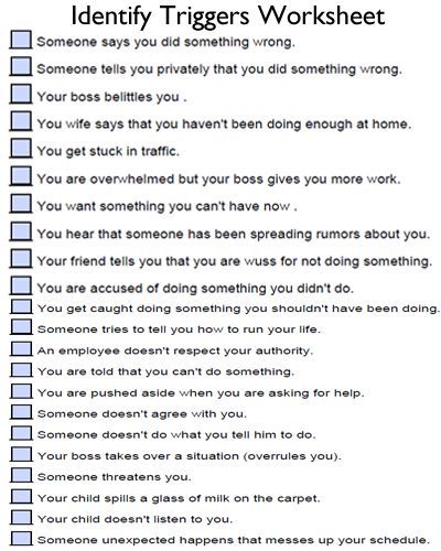 Triggers Worksheet, Identify Triggers, Coping Skills Worksheets, Cbt Worksheets, Counseling Worksheets, Therapy Techniques, School Social Work, Counseling Activities, Therapy Counseling