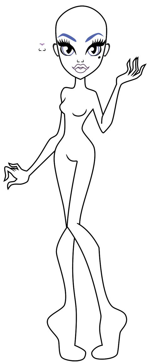 Monster High Body Base Drawing, Monster High Character Base, Monster High Base Drawing, Monster High Body Base, Monster High Base, Cartoon Body Base, Illustration Poses, Character Outline, Cartoon Body