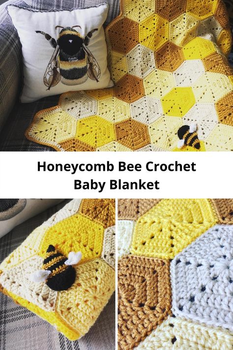 Honeycomb Bee Crochet Baby Blanket Honeycomb Bee Crochet Blanket, Crochet Honeycomb Blanket Free, Honey Comb Crochet Baby Blanket Pattern, Crochet Hexagon Bee Blanket, Honey Comb Blanket Crochet, Crochet Bee Baby Blanket, Bumble Bee Crochet Blanket, Yarn Bee Fleece Lite Crochet Patterns, Honeycomb Crochet Pattern