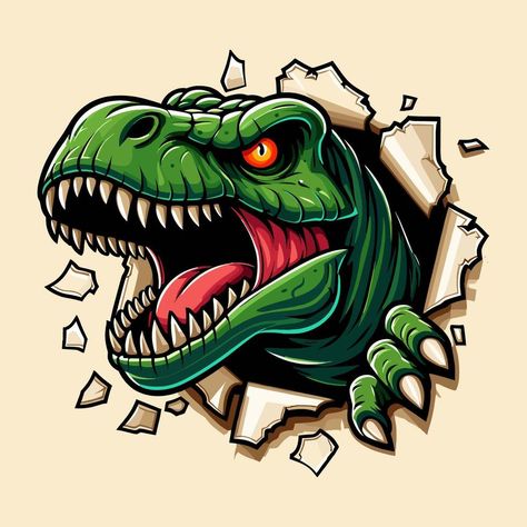 hand drawn t-rex roaring out of torn paper illustration Vintage Tshirt Design, Magnet Ideas, Halo Master Chief, Sport Logos, Dinosaur Drawing, Art Tv, Cosy Room, T Rex Dinosaur, Paper Illustration