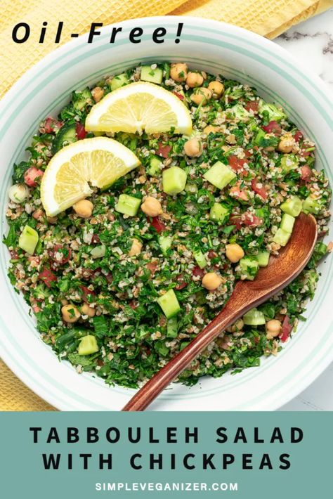 Tabulleh Salad Recipe, Tabouli Recipe, Tabouli Salad, Salad With Chickpeas, Tabbouleh Recipe, Tabbouleh Salad, Vegan Salads, Whole Wheat Pita, Veggie Sandwich