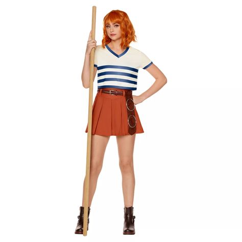 Nami Halloween Costume, One Piece Costume Halloween, Nami Costume, One Piece Halloween Costume, Halloween One Piece, One Piece Costume, Nami Cosplay, Bustier Lingerie, Plus Size Costume