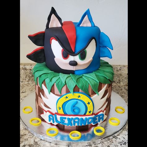 Sonic And Shadow Cake, Shadow Cake, Sonic Birthday Cake, Sonic Cake, Spiderman Birthday Cake, Hedgehog Cake, Sonic Birthday Parties, Shadow Sonic, Hedgehog Birthday