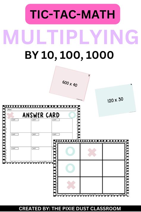 Make teaching multiplying whole numbers by 10, 100, 1000 and recognizing multiplication patterns with powers of ten with this engaging math game! This game includes 24 game cards that will have your students practicing multiplication of multiples of ten. The setup is quick and easy - plus the clear student directions make this game perfect for centers or substitute days, too! Multiplying And Dividing By 10 100 1000, Multiplying By 10 100 1000, Multiplying By 10, Powers Of Ten, Multiplication Games, Whole Numbers, Fifth Grade Math, Math Multiplication, Math Instruction