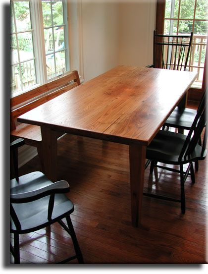 Antique Wormy Chestnut Lumber - Appalachian Woods, LLC Corner Bench Dining Table, Shaker Dining Table, Wormy Chestnut, American Chestnut, Blue Chairs, Shaker Furniture, Farmhouse Tables, Shaker Style Kitchens, Chestnut Trees