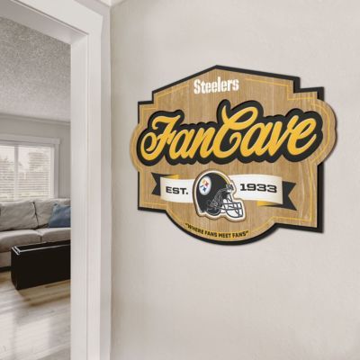 Home Office Basement, Steelers Decor, Cowboy Grill, Basement Den, Office Basement, Nfl Football Teams, Steelers Fan, Steelers Football, Fan Cave