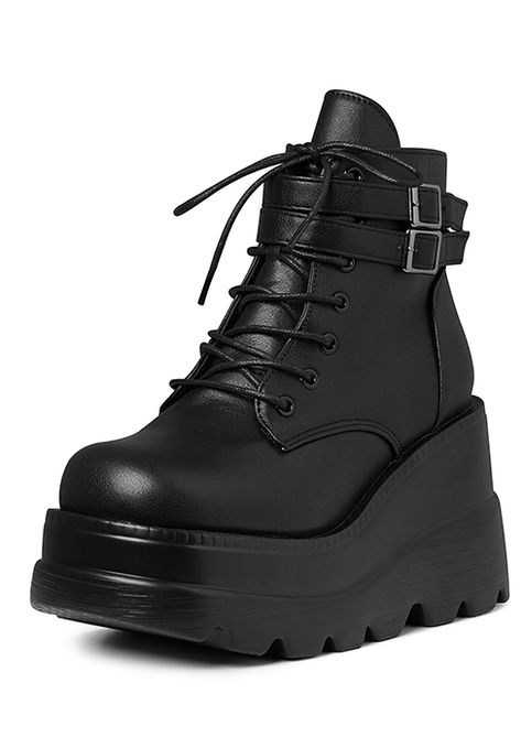 Amazon.com | Tscoyuki Platform Ankle Boots for Women Chunky High Heel Booties Goth Round Toe Combat Boots Women Lace Up Motorcycle Wedges | Ankle & Bootie Rave Boots, Goth Platform Boots, Combat Boots Women, Goth Boots, Goth Rave, Ankle Boots For Women, Womens Combat Boots, Black Platform Boots, Elegant Heels