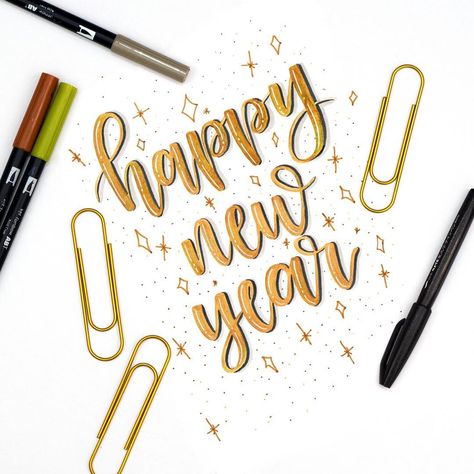 Happy New Year Font, Happy New Year Calligraphy, Happy New Year Lettering, New Year Calligraphy, Happy New Year Letter, Calligraphy Ideas, Work Sheet, Hand Lettering Cards, Lettering Art