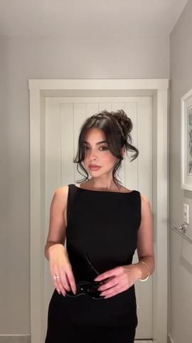 Half up messy bun with middle part! Since you all loved the middle par... | TikTok Bun With Middle Part, Middle Part Bun, Half Up Messy Bun, Up Messy Bun, Middle Hair, Elegant Bun, Middle Part Hairstyles, Bun Tutorial, Apple Wallpaper Iphone