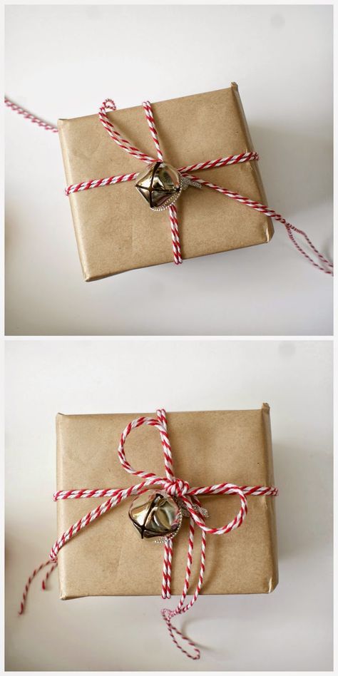 Beautiful Gift Wrapping Ideas on a Budget - Adding Silver Bells and Bakers Twine for a Festive Touch Twine Present Wrapping, Christmas Wrapping With Bells, Twine Wrapping Presents, Twine Gift Wrapping, Christmas Present Wrap, Christmas Wrapping Diy, Wrapping Inspiration, Xmas Gift Wrap, Christmas Gift Packaging