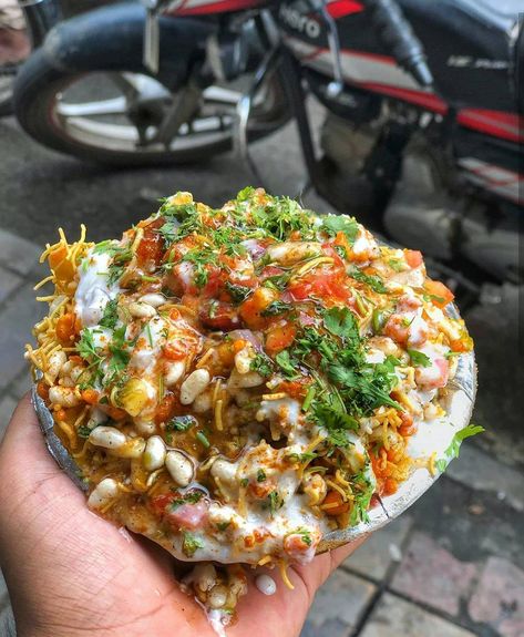 People say EAT TO LIVE We say LIVE TO EAT!! 😁  Dahi Bhel,  at Radhika Bhel,  Sadashiv Peth,  Pune😍  Turn On Post Notifications to never… Bhel Puri Photography, Thandai Recipes, Afternoon Tea Cake, World Street Food, Bangladeshi Food, Beard Logo, Afternoon Tea Cakes, White Fondant, Fav Place