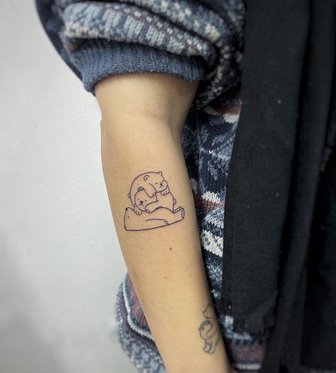 Minimalist Polar Bear Tattoo, Micro Bear Tattoo, Minimalist Bear Tattoo Simple, Simple Polar Bear Tattoo, Three Bears Tattoo, 3 Bears Tattoo, We Bare Bears Tattoo Minimalist, Fine Line Bear Tattoo, Polar Bear Tattoos