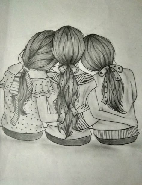 3 Best Friend Drawings Sketches, Best Friend Drawing Sketches, Best Friend Sketches, Sisters Drawing, Friends Sketch, Pencil Drawing Images, Pencil Drawings Of Girls, Pencil Drawings For Beginners, Mom Tattoo Designs