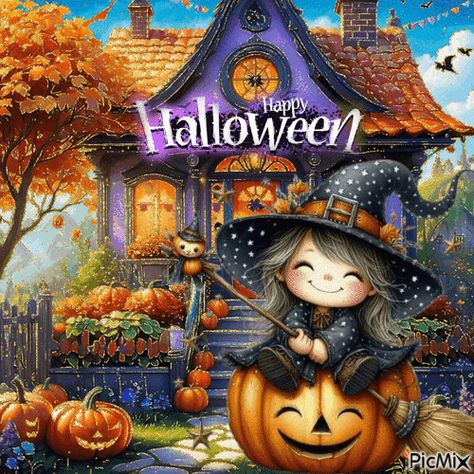 Happy Halloween Cute Witch Happy Halloween Images, Fall Gif, Happy Halloween Gif, Happy Halloween Cute, Happy Halloween Pictures, Photo Halloween, Happy Halloween Witches, Automobile Advertising, Cute Witch