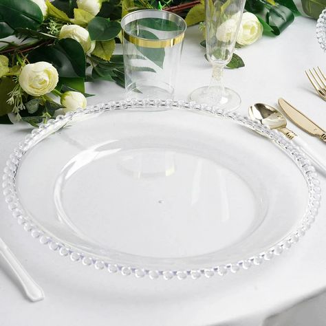 Acrylic Charger Plates, Wedding Chargers, Dinnerware | Efavormart Acrylic Charger Plates, Glass Charger Plates, Clear Plates, Pipe And Drape Backdrop, Plastic Cutlery, Drinking Cups, Cold Dishes, Plastic Table Covers, Dinner Entrees