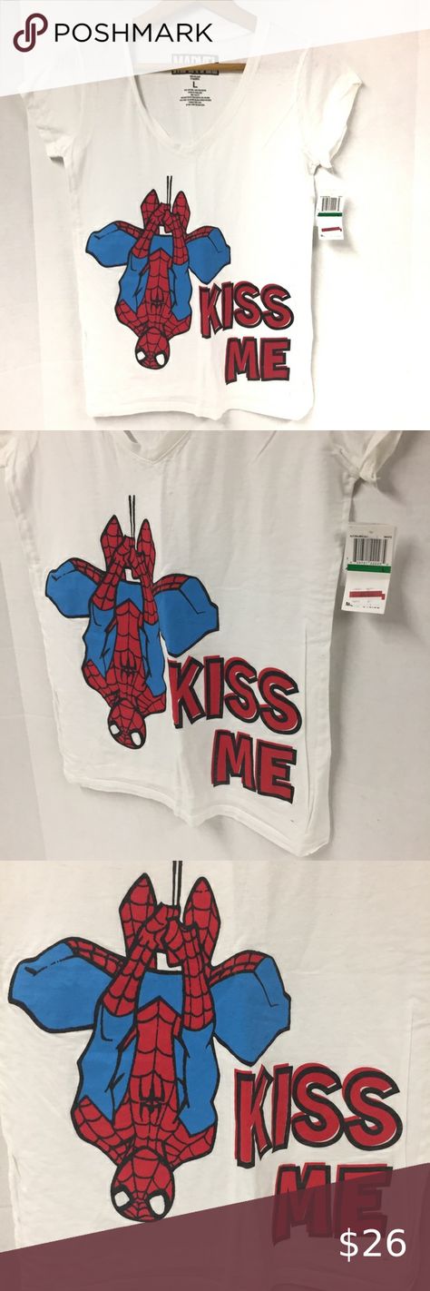 Marvel Spiderman Kiss Me V Neck T Shirt Spiderman Kiss, Marvel Spiderman, Kiss Me, Shoulder To Shoulder, Shirt Shop, Neck T Shirt, Spiderman, V Neck T Shirt, Marvel