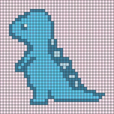 Pixel Art Grid Dinosaur, Dino Pixel Art Pattern, Pixel Art Pattern Dinosaur, Croshaing Ideas, Dinosaur Alpha Pattern, Dino Pixel Art, Pixel Art Dinosaur, Dinosaur Pixel Art, Easy Pixel Art