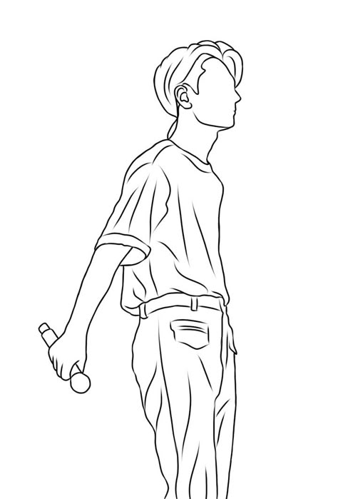 Jay Enhypen Drawing Sketch, Accounting Doodle, Jay Sketch Enhypen, Enhypen Coloring Pages, Boy Outline Drawing, Enhypen Line Art, Enhypen Jay Fanart, Kpop Coloring Pages, Jay Sketch