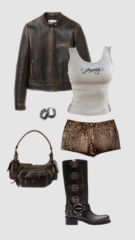 Feminine Biker Style, Rockstar Gf Outfit Ideas, Arizona Aesthetic Outfits, Brat Outfits, Gf Outfits, Sick Fits, Yeri Mua, Dinner Date Outfits, Girly Coquette