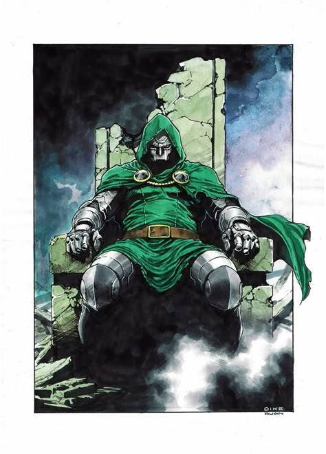 Doctor Doom by Dike Ruan #DikeRuan #DoctorDoom #VictorVonDoom #Latveria #TheCabal #Intelligencia Doctor Doom Art, Doctor Doom Marvel, Doom Art, Victor Von Doom, Doctor Doom, Dr Doom, Fantastic 4, Comic Villains, Marvel Characters Art