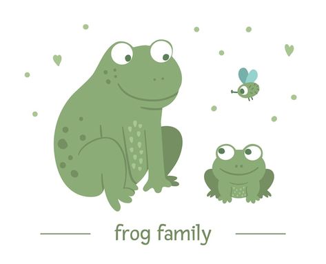 Hand drawn flat baby frog with parent. | Premium Vector #Freepik #vector #animal-family #cartoon #cute-cartoon #cute-frog Baby Frog, Animal Family, Family Cartoon, Vector Hand, Premium Vector, Graphic Resources, Hand Drawn, How To Draw Hands