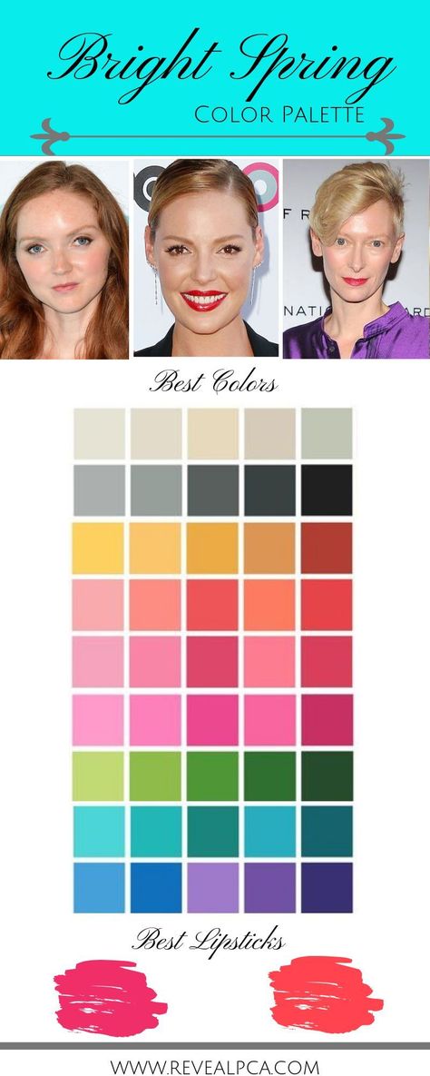 Cool Spring Color Palette, Clear Spring Color Palette, Bright Spring Color Palette, Clear Spring Palette, Warm Spring Color Palette, Light Spring Color Palette, True Spring Colors, Soft Summer Palette, Light Spring Colors