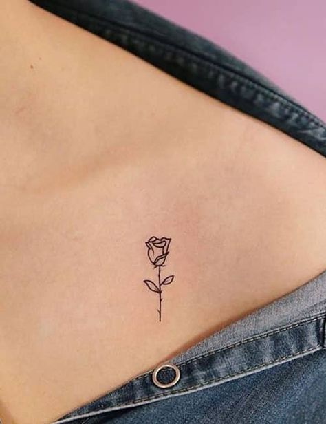 Minimalist Rose Tattoo, Small Rose Tattoo, Garden Tattoos, Single Line Tattoo, Petite Tattoos, Cool Small Tattoos, Rose Tattoo Design, Stylist Tattoos, Small Tattoo Designs