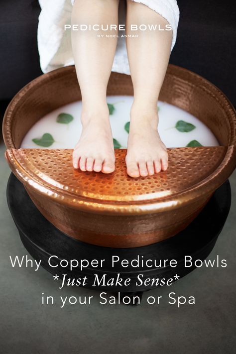 From enhancing physical wellness to contributing to a more calming and relaxed experience, using Copper Pedicure Bowls is a great way to elevate your clients’ pedicure. Copper Pedicure Bowl, Luxury Pedicure Spa Treatments, Pedicure Bowl Ideas, Copper Pedicure, Spa Bowl, Beauty Bar Ideas, Pedicure Bowls, Beauty Room Salon, Home Beauty Salon