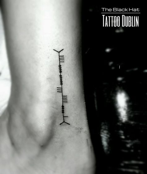 Ogham Tattoo Irish, Irish Symbols Tattoos, Ogham Words, Irish Symbol Tattoos, Ireland Tattoo Ideas, Tattoo Irish, Small Celtic Tattoos, Ogham Tattoo, Irish Tattoo