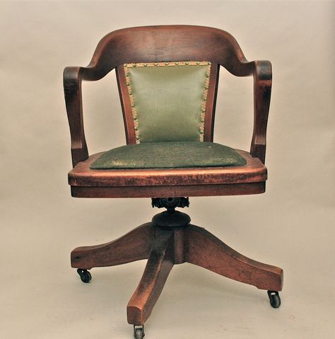 Vintage Antique Wooden Swivel Bankers or Library Chair | Chairs ... Wooden Desk Chair, Wood Desk Chair, Bankers Desk, Vintage Office Desk, Bankers Chair, Wooden Desk Chairs, Antique Library, Vintage Office Chair, Composite Adirondack Chairs