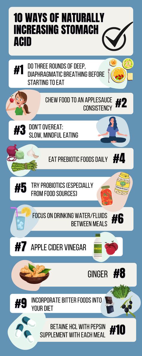 Infographic on 10 ways to naturally increase stomach acid