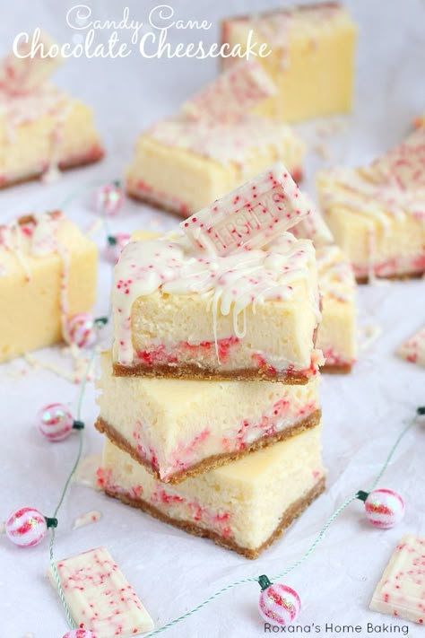 Chocolate Cheesecake Bars, Showstopper Dessert, Peppermint Cheesecake, White Chocolate Candy, White Chocolate Cheesecake, Chocolate Festival, Cheesecake Bar Recipes, Christmas Sweets, Cheesecake Bars