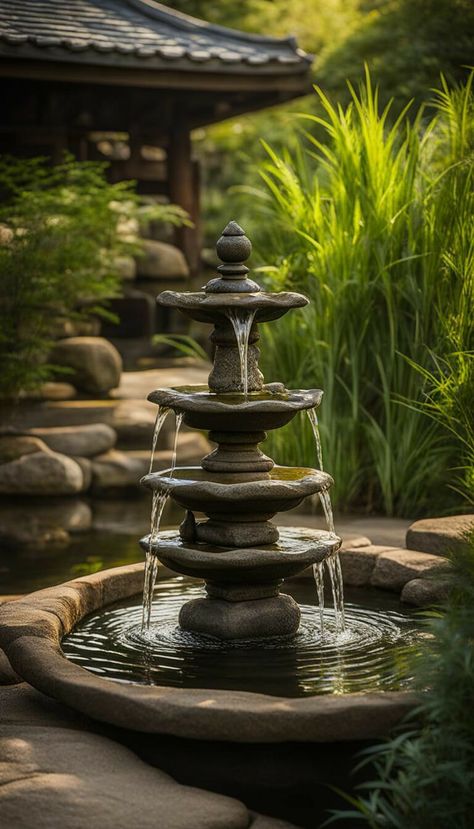 Japanese Water Fountain, Chinese Fountain, Zen Water Fountain, Bamboo Water Fountain, Romanticise Life, Japanese Inspired Garden, Zen Pictures, Cheap Landscaping Ideas, Ancient Asia