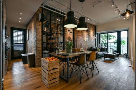 Charming Industrial Loft In New Taipei City | iDesignArch ... Industrial Apartment Decor, Loft Apartment Industrial, Loft Apartment Decorating, Industrial Apartment, Loft Industrial, Loft Stil, Interior Design Per La Casa, Interior Minimalista, Industrial Interior Design